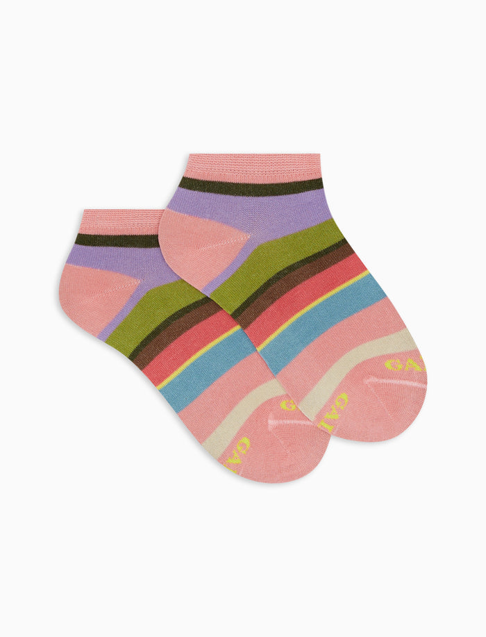 Calze fantasmini bambino cotone leggero geranio righe multicolor - Gallo 1927 - Official Online Shop