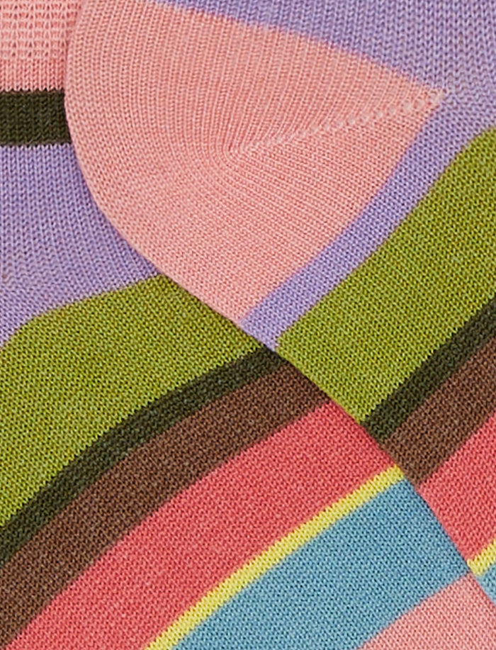 Calze fantasmini bambino cotone leggero geranio righe multicolor - Gallo 1927 - Official Online Shop