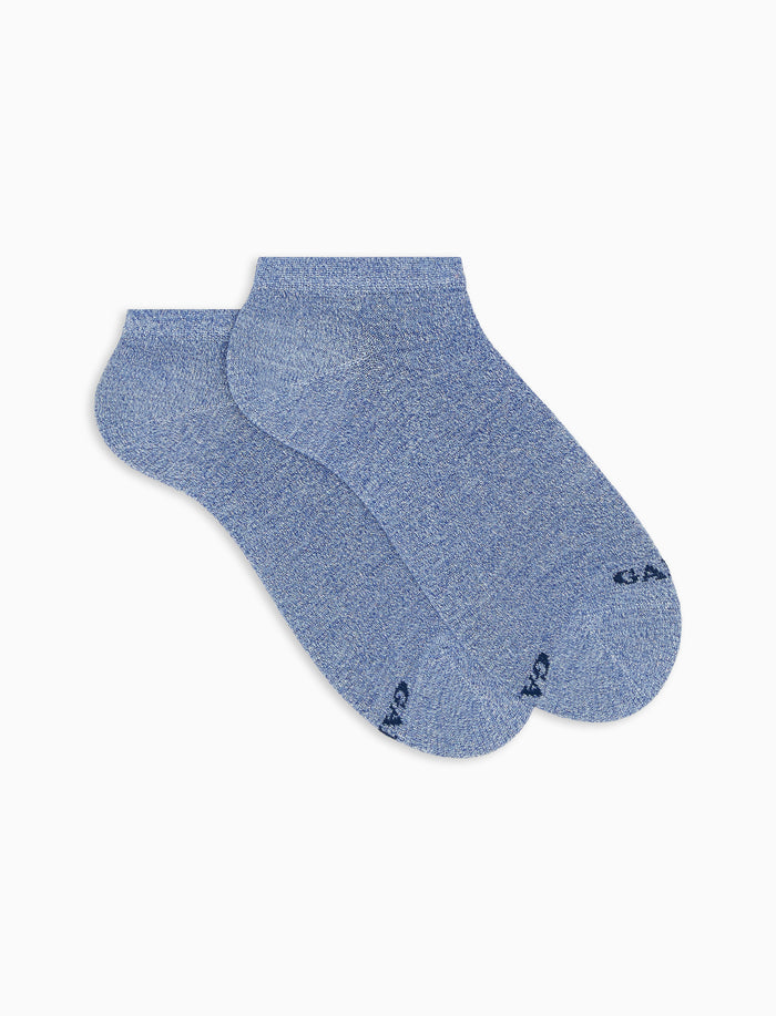 Calze fantasmini donna cotone con effetto scintillante azzurro - Gallo 1927 - Official Online Shop