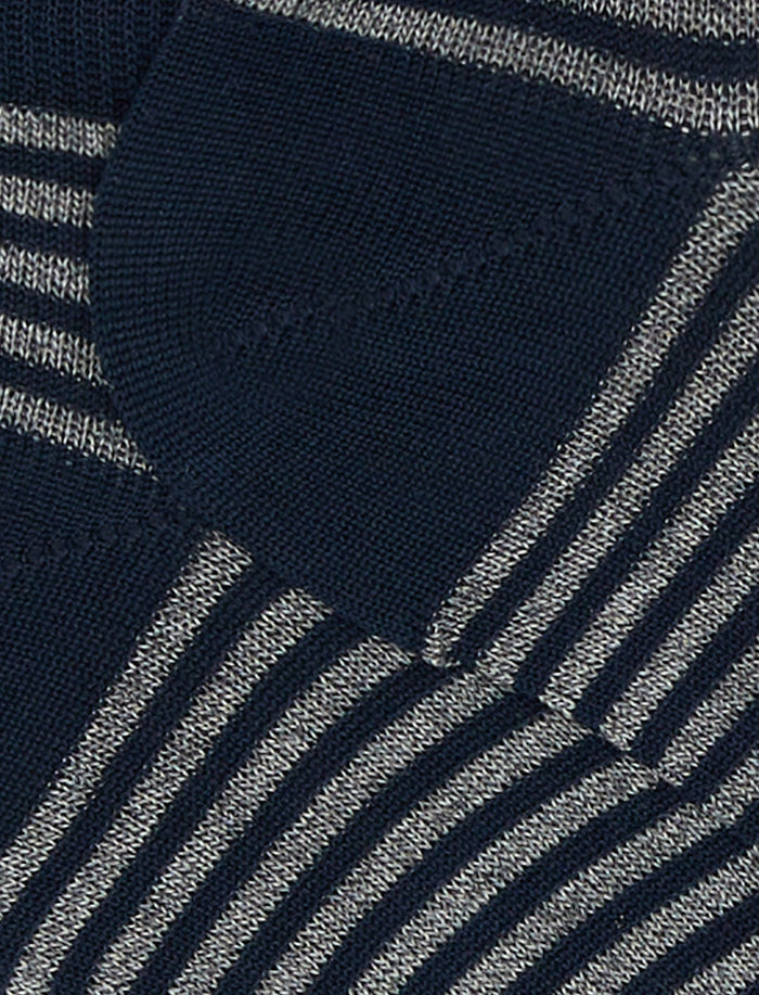 Calze fantasmini uomo cotone leggero oltremare/pietra righe windsor - Gallo 1927 - Official Online Shop