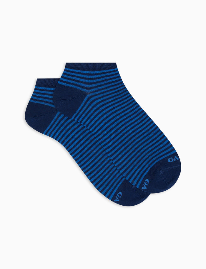 Calze fantasmini uomo cotone leggero royal/pervinca righe windsor - Gallo 1927 - Official Online Shop