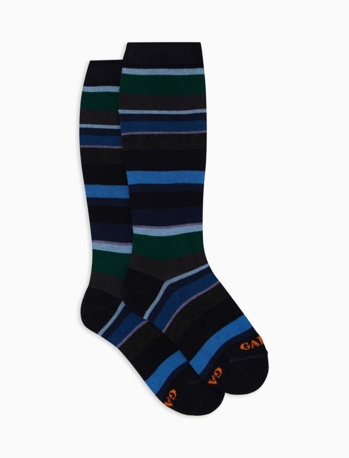 Calze lunghe bambino cotone blu righe multicolor - Gallo 1927 - Official Online Shop