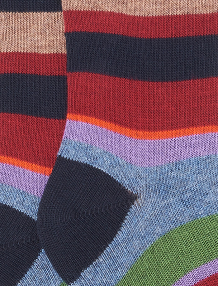 Calze lunghe bambino cotone blu/iris righe multicolor - Gallo 1927 - Official Online Shop
