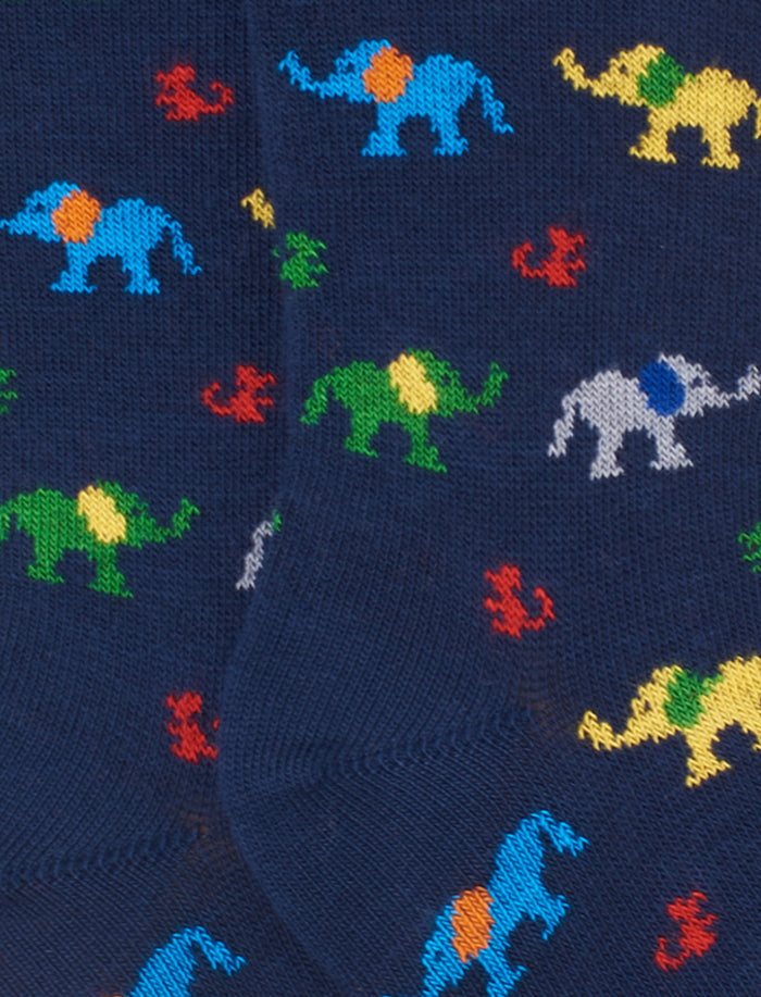 Calze lunghe bambino cotone royal fantasia elefanti e topini - Gallo 1927 - Official Online Shop