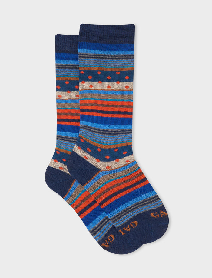 Calze lunghe bambino cotone royal fantasia mix righe e pois - Gallo 1927 - Official Online Shop