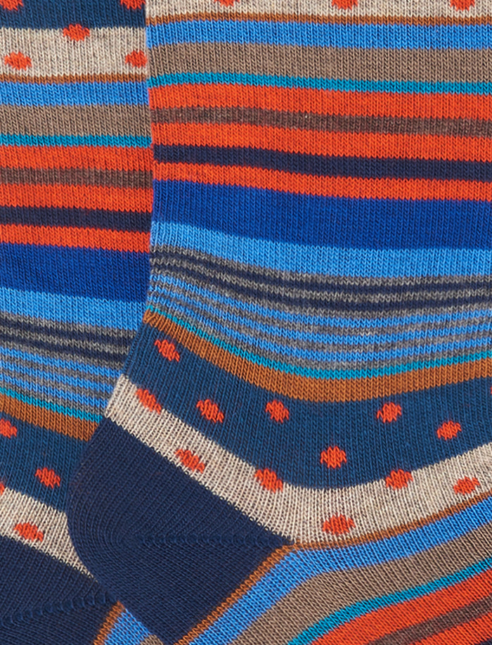 Calze lunghe bambino cotone royal fantasia mix righe e pois - Gallo 1927 - Official Online Shop