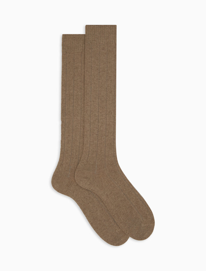 Calze lunghe donna cashmere beige costa tinta unita - Gallo 1927 - Official Online Shop