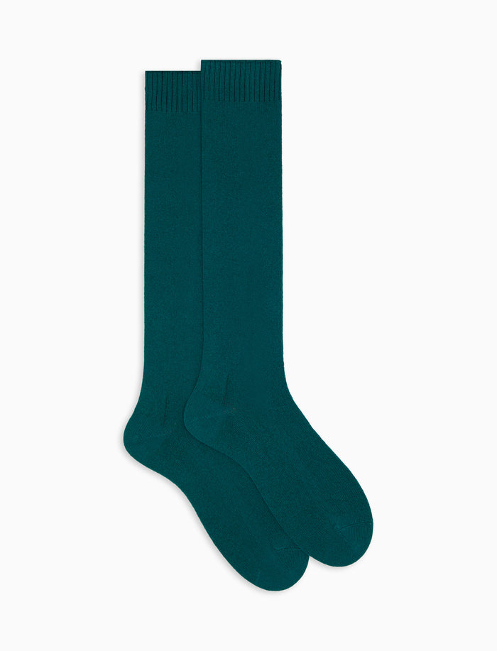 Calze lunghe donna cashmere blu tinta unita - Gallo 1927 - Official Online Shop