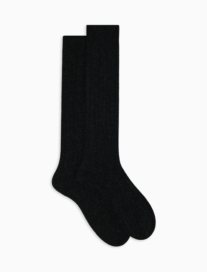 Calze lunghe donna cashmere grigio costa tinta unita - Gallo 1927 - Official Online Shop
