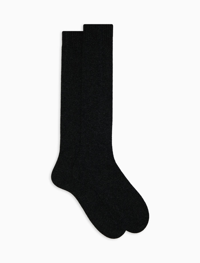 Calze lunghe donna cashmere grigio tinta unita - Gallo 1927 - Official Online Shop