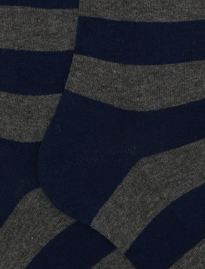 Calze lunghe donna cotone blu royal righe bicolore - Gallo 1927 - Official Online Shop