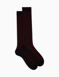 Calze lunghe donna cotone blu/rosso vanisé a coste larghe - Gallo 1927 - Official Online Shop