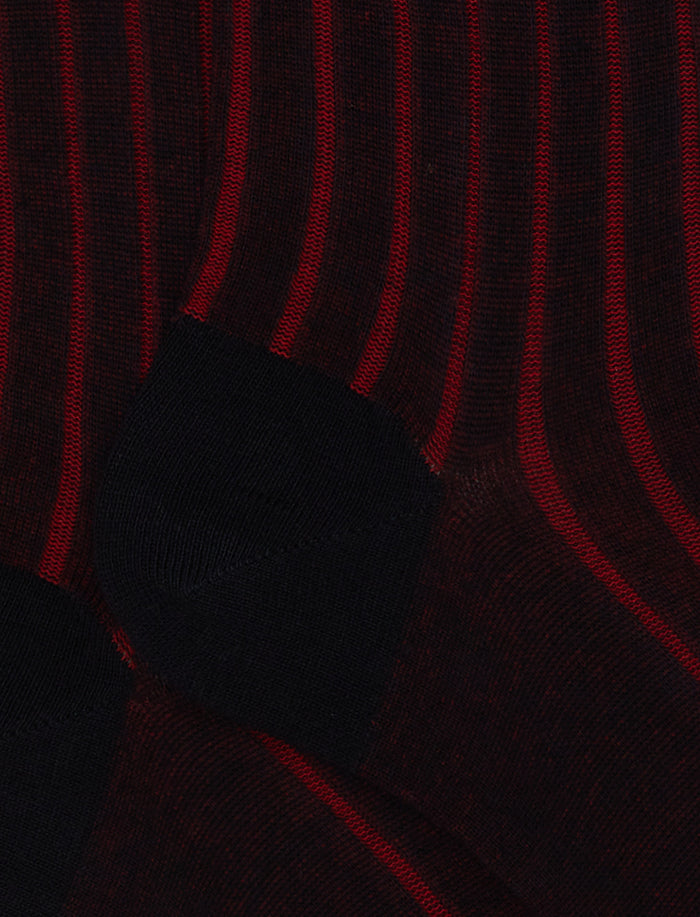 Calze lunghe donna cotone blu/rosso vanisé a coste larghe - Gallo 1927 - Official Online Shop