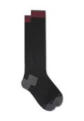 Calze lunghe donna cotone e cashmere nero tinta unita e contrasti - Gallo 1927 - Official Online Shop