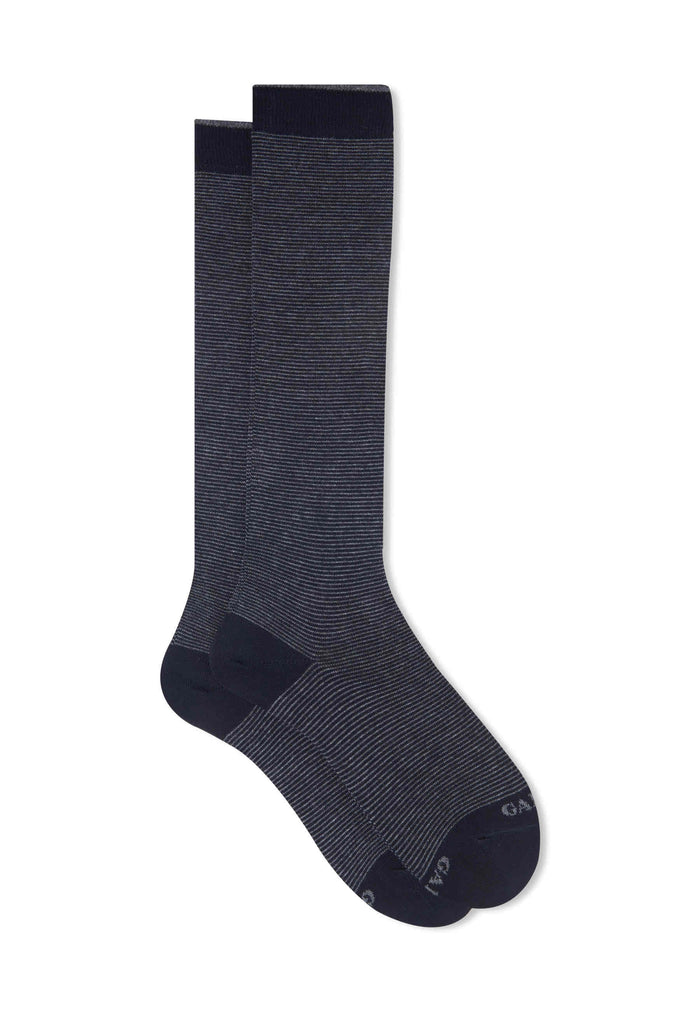 Calze lunghe donna cotone grigio righine bicolore - Gallo 1927 - Official Online Shop