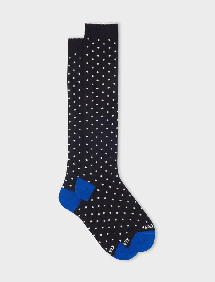 Calze lunghe donna cotone nero fantasia pois - Gallo 1927 - Official Online Shop