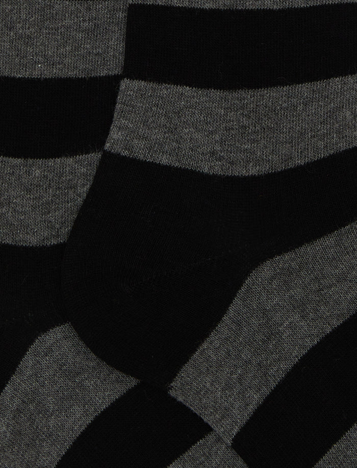 Calze lunghe donna cotone nero righe bicolore - Gallo 1927 - Official Online Shop