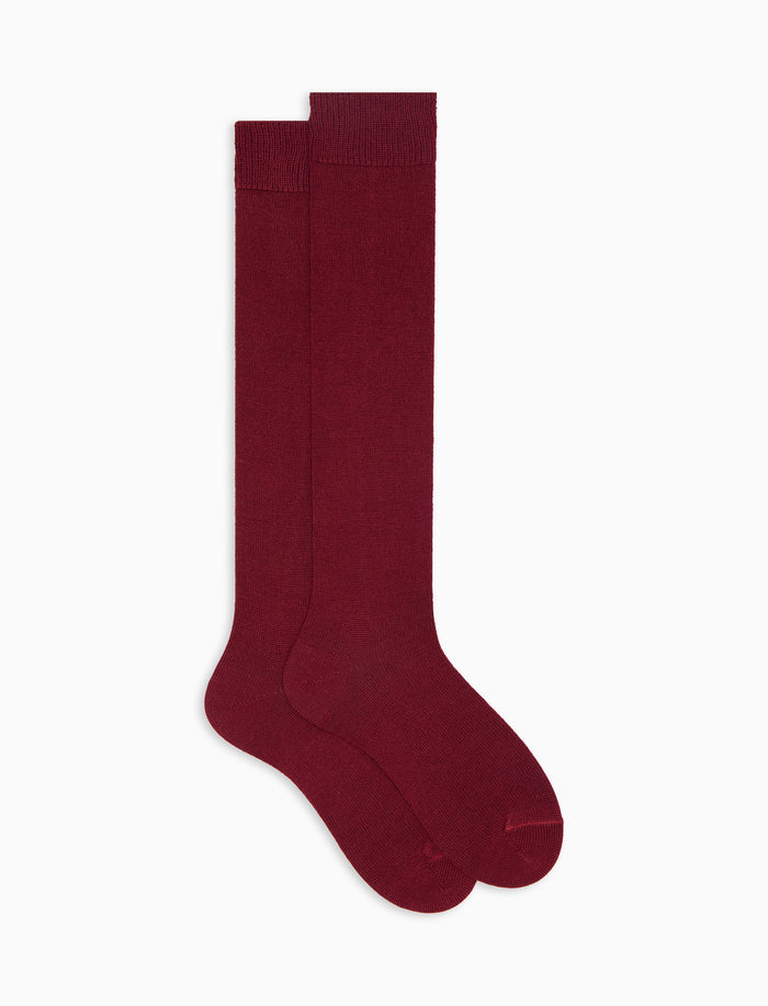 Calze lunghe donna lana, seta e cashmere bordò tinta unita - Gallo 1927 - Official Online Shop