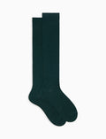 Calze lunghe donna lana, seta e cashmere verde tinta unita - Gallo 1927 - Official Online Shop