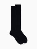Calze lunghe uomo cashmere blu tinta unita - Gallo 1927 - Official Online Shop