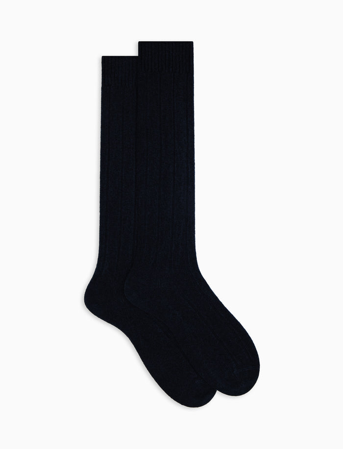 Calze lunghe uomo cashmere costa blu tinta unita - Gallo 1927 - Official Online Shop