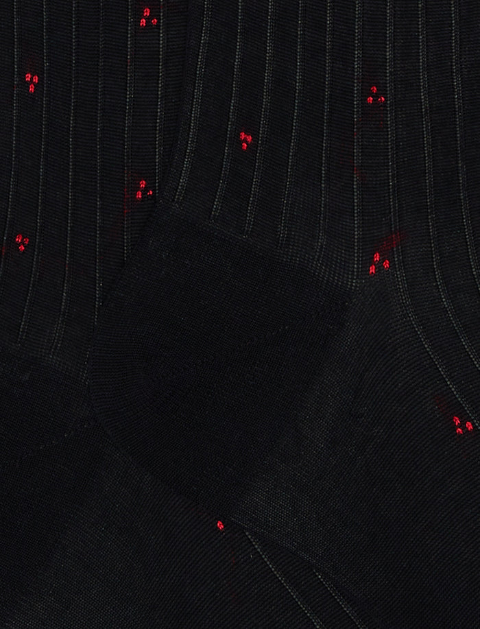 Calze lunghe uomo cotone blu con ricamo rosso - Gallo 1927 - Official Online Shop