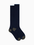 Calze lunghe uomo cotone blu fantasia pois - Gallo 1927 - Official Online Shop
