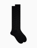 Calze lunghe uomo cotone blu ricamate - Gallo 1927 - Official Online Shop