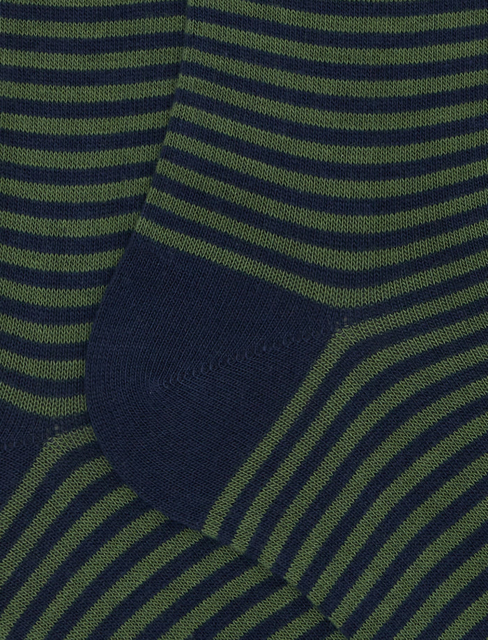 Calze lunghe uomo cotone blu righe windsor - Gallo 1927 - Official Online Shop
