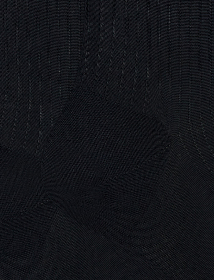 Calze lunghe uomo cotone blu tinta unita a coste - Gallo 1927 - Official Online Shop