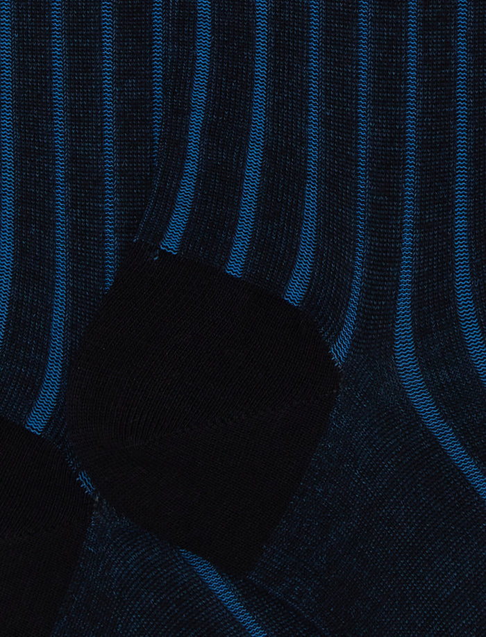 Calze lunghe uomo cotone blu vanisé a coste larghe - Gallo 1927 - Official Online Shop