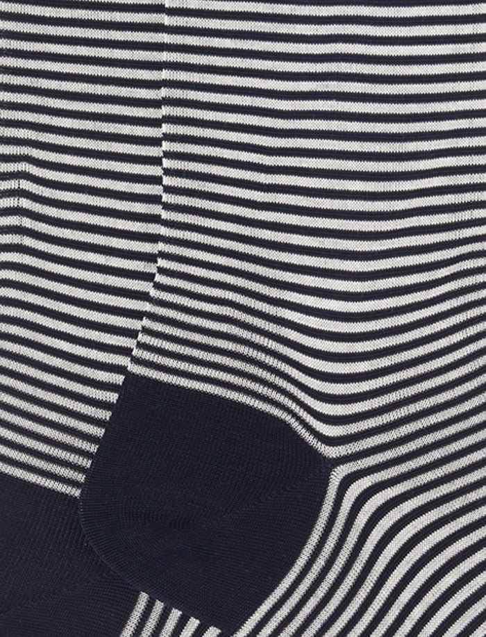 Calze lunghe uomo cotone blu/panna righe windsor - Gallo 1927 - Official Online Shop