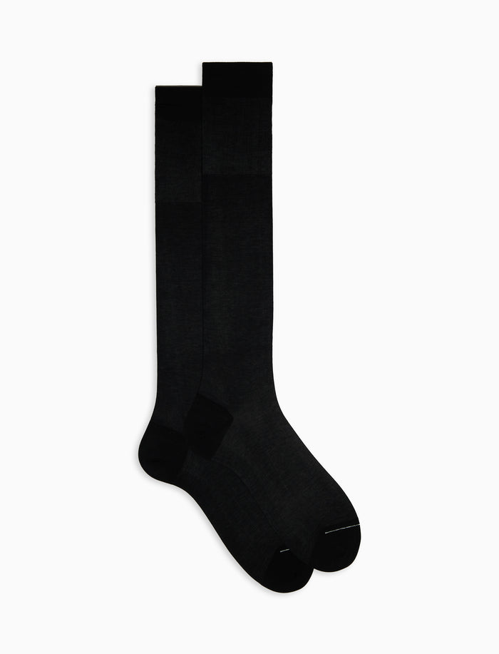 Calze lunghe uomo cotone chiffon nero tinta unita - Gallo 1927 - Official Online Shop