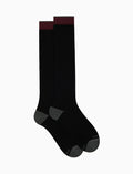 Calze lunghe uomo cotone e cashmere nero tinta unita e contrasti - Gallo 1927 - Official Online Shop