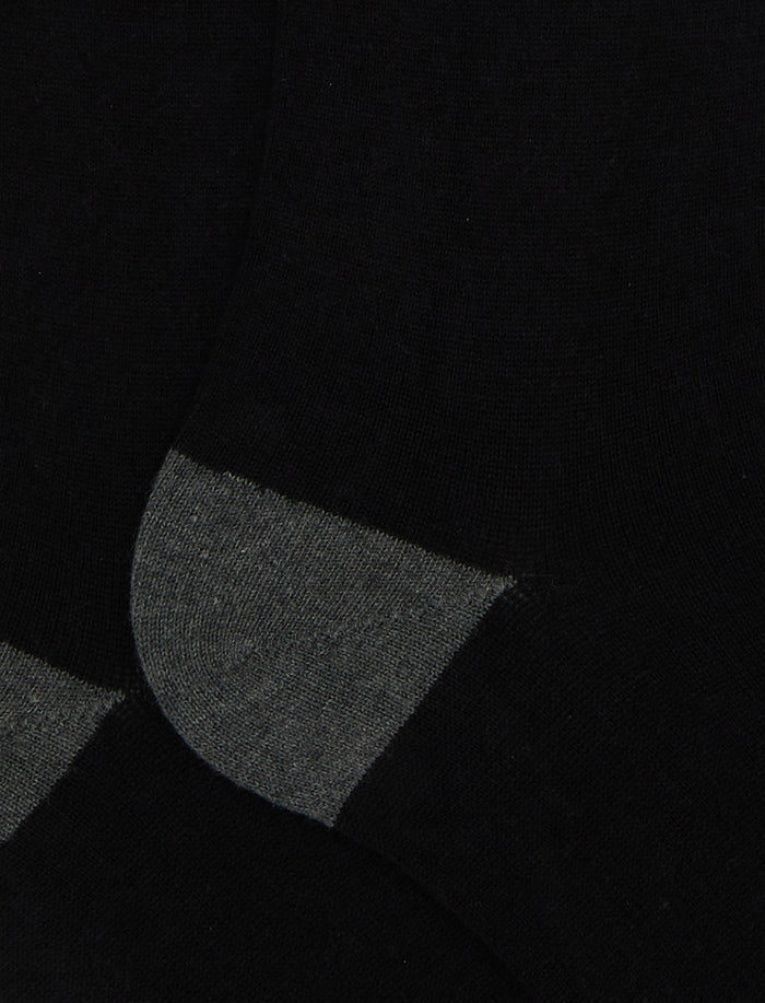 Calze lunghe uomo cotone e cashmere nero tinta unita e contrasti - Gallo 1927 - Official Online Shop
