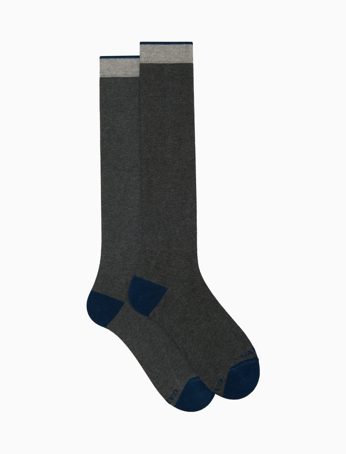 Calze lunghe uomo cotone e cashmere sasso tinta unita e contrasti - Gallo 1927 - Official Online Shop