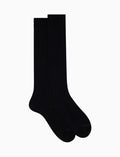 Calze lunghe uomo cotone Island Cotton blu tinta unita a coste - Gallo 1927 - Official Online Shop