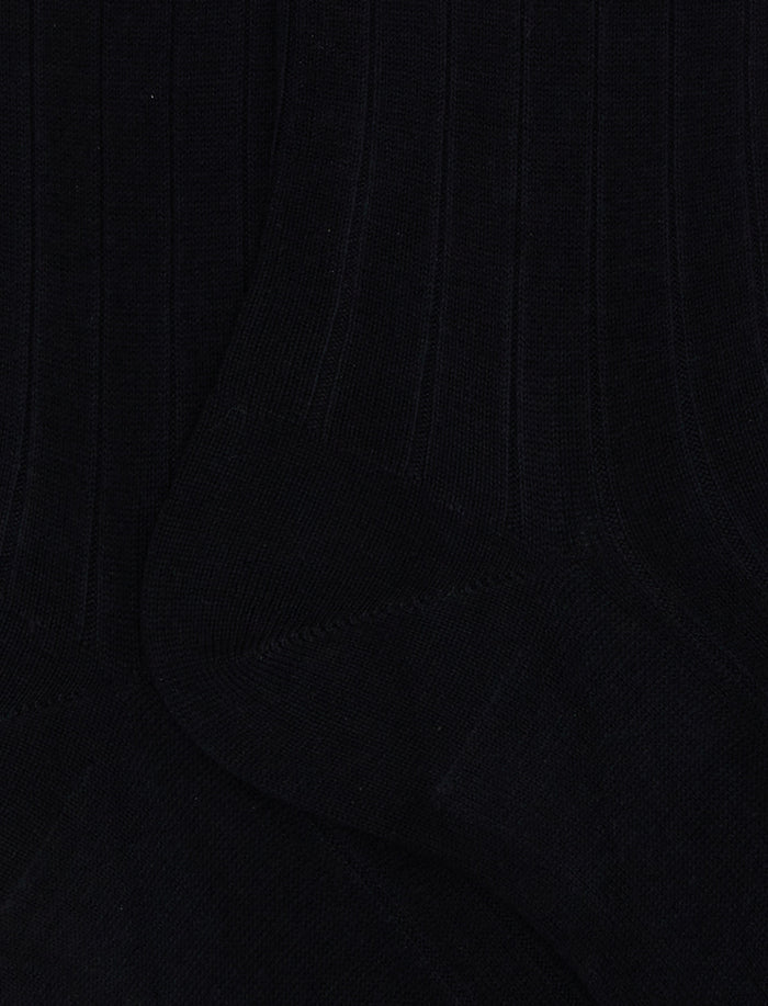 Calze lunghe uomo cotone Island Cotton blu tinta unita a coste - Gallo 1927 - Official Online Shop