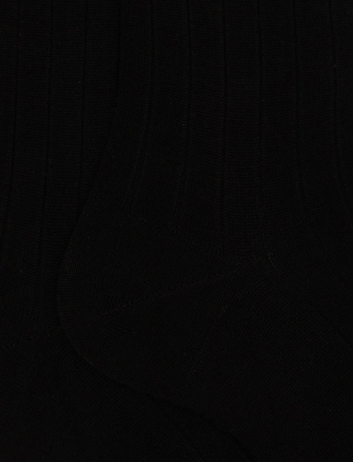 Calze lunghe uomo cotone Island Cotton nero tinta unita a coste - Gallo 1927 - Official Online Shop