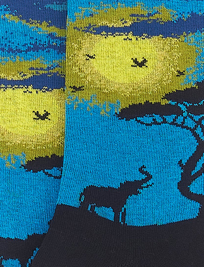 Calze lunghe uomo cotone leggero blu fantasia savana - Gallo 1927 - Official Online Shop