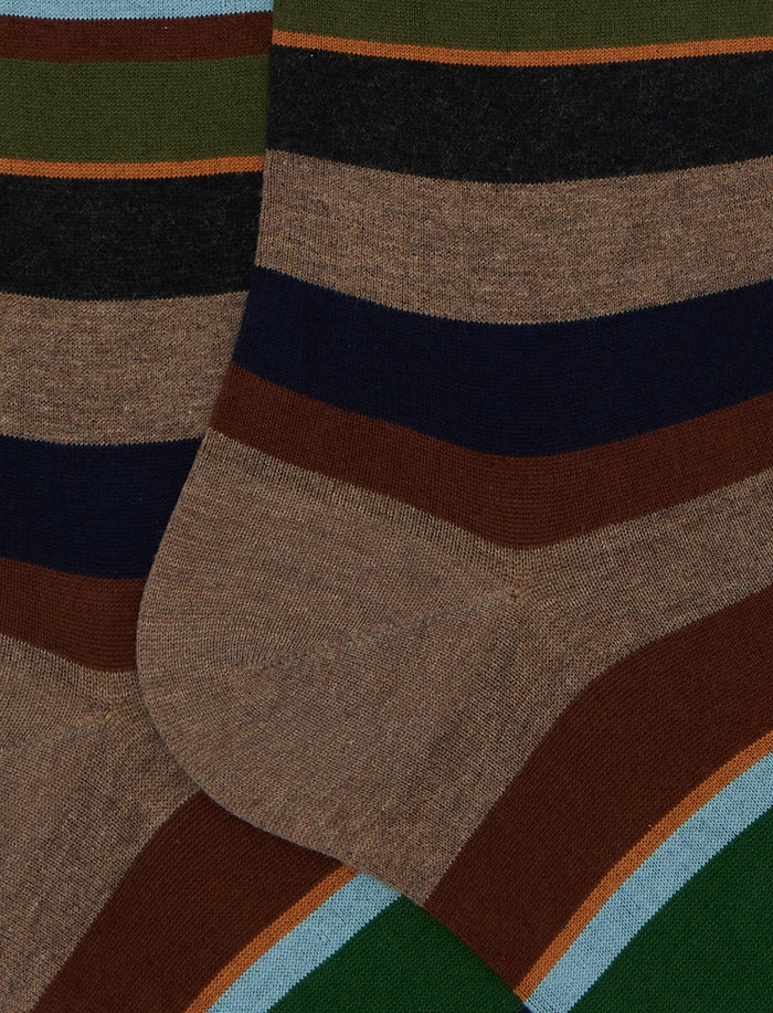 Calze lunghe uomo cotone marrone righe multicolor - Gallo 1927 - Official Online Shop