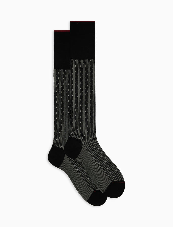 Calze lunghe uomo cotone nero fantasia giglio - Gallo 1927 - Official Online Shop