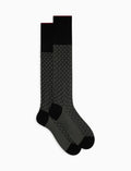 Calze lunghe uomo cotone nero fantasia giglio - Gallo 1927 - Official Online Shop