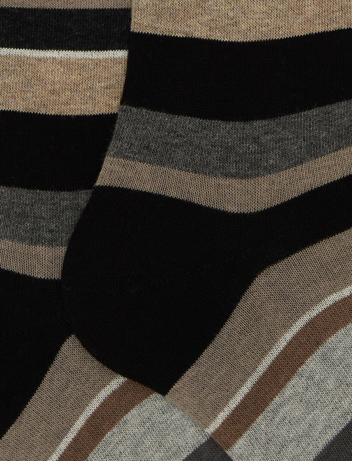 Calze lunghe uomo cotone nero righe multicolor - Gallo 1927 - Official Online Shop