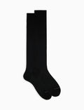 Calze lunghe uomo cotone nero tinta unita a coste - Gallo 1927 - Official Online Shop