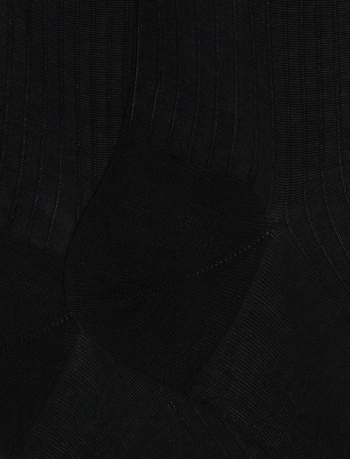 Calze lunghe uomo cotone nero tinta unita a coste - Gallo 1927 - Official Online Shop