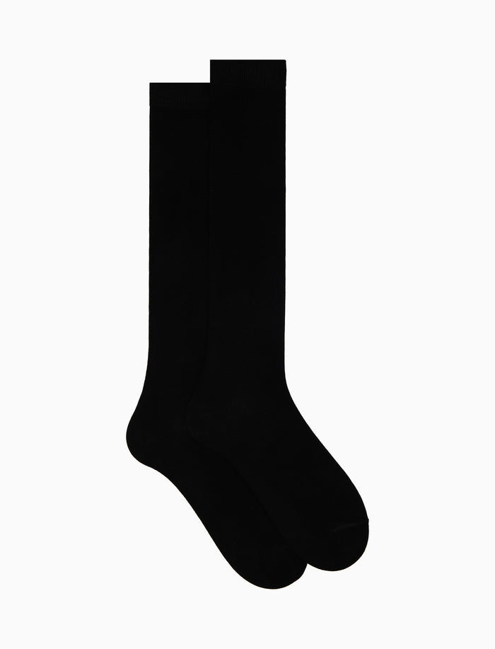 Calze lunghe uomo cotone nero tinta unita - Gallo 1927 - Official Online Shop