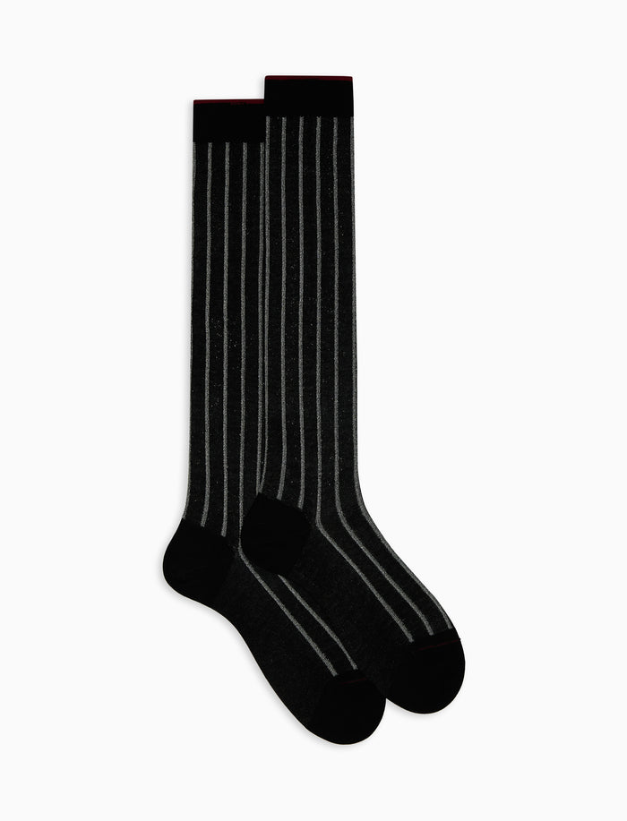 Calze lunghe uomo cotone nero twin rib spaziata lurex - Gallo 1927 - Official Online Shop