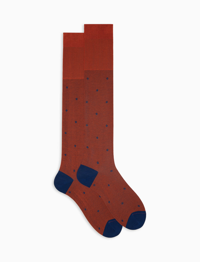 Calze lunghe uomo cotone rame fantasia pois su cangiante - Gallo 1927 - Official Online Shop