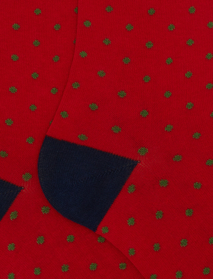 Calze lunghe uomo cotone rosso fantasia pois - Gallo 1927 - Official Online Shop